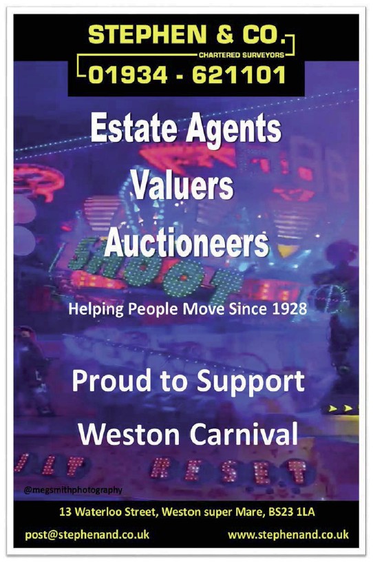 Stephen & Co Weston super Mare Carnival 2024 Sponsor - Suumerways Bridge Holiday Homes